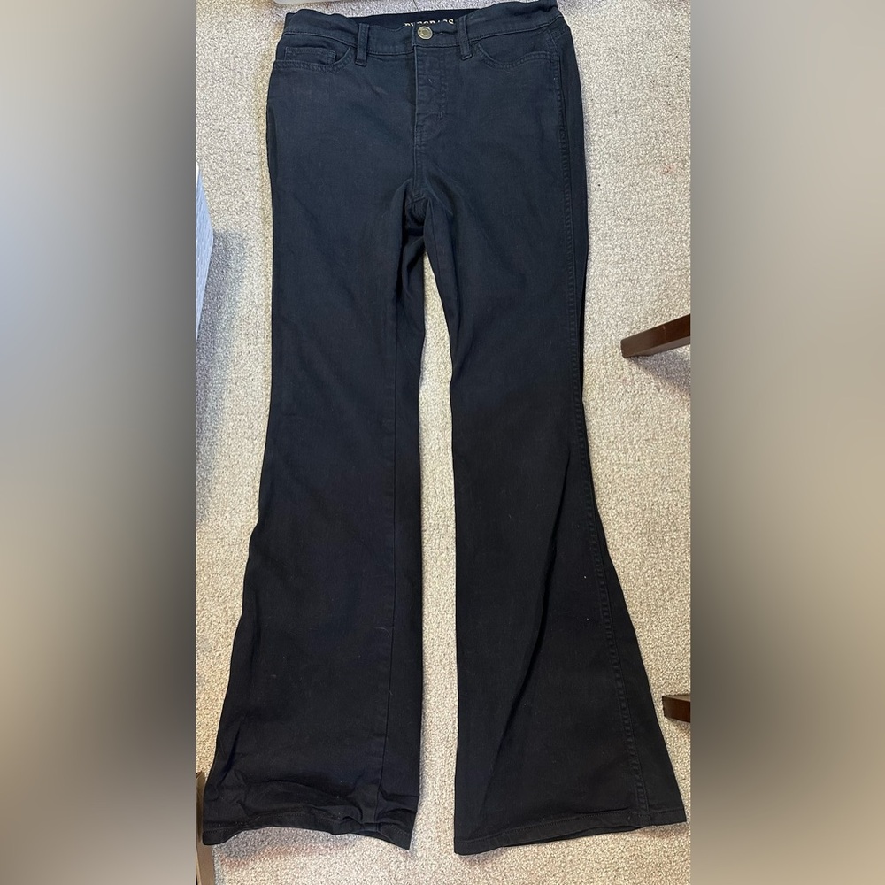 Black Mid Rise Y2K Grunge Goth Flare Jeans